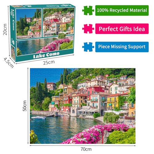 Jigsaw Puzzles for Adults 1000 Piece Puzzle for Adults 1000 Pieces Puzzle 1000 Pieces-Italy Famous Scenery Lake Como - color: Lake Como