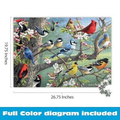 Buffalo Games Hautman Brothers - Birds in an Orchard - 1000 Piece Jigsaw Puzzle for Adults - 26.75 x 19.75 in, Poster Included - Precision Cut Pieces - Jigsaw Puzzles for Adults - Bird Scene