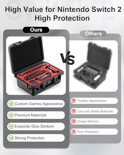 STARTRC GAMES Hard Carrying Case for Nintendo Switch 2, Professional Deluxe IP67 Waterproof, Soft Lining Hard Travel Case for Nintendo Switch 2 Console Pro Controller & Accessories (Black) - color: Black
