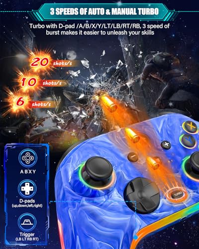 ZRZLMVP Wireless controller games for Sega Dreamcast Games | 1200mAh Rechargeable, with Vibration, Turbo, Wake Up, for Sega Dreamcast Games - color: Tie-dye Dark Blue