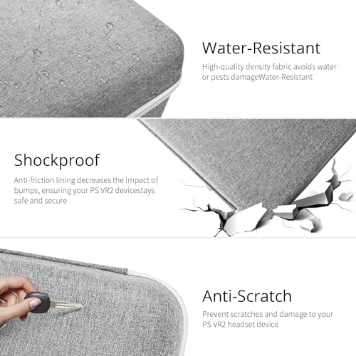 VORI Carrying Case for PSVR2 Gaming Headset and Touch Controllers Accessories, Portable Protection Hard Case for PS VR2 Controller, Suitable for Travel and Home Storage, Grey