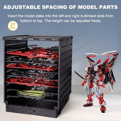 PLAMOKOJO DIY Model Shelf Stand,Plastic Parts Shelf, Plate Rack, Tool Storage Container for Hobby Making Parts, Suitable for 1/144Boards,Organize - style: Model stand