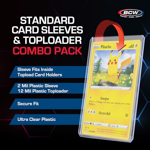 BCW Card Sleeves and Toploaders for Card Combo - 500 Count | Premium Top Loaders and Acid-Free Penny Sleeves | Great for Football, Magic: The Gathering, Pokémon, and Baseball Card Protectors - size: 500 Pack