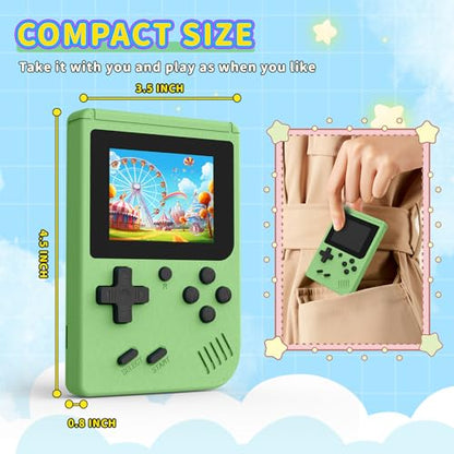 Retro Handheld Games Console Built-in 400 Video Games, Portable Handheld Emulator with 3.0 Inch Screen, Mini Travel Retro Gaming Consle (Green)
