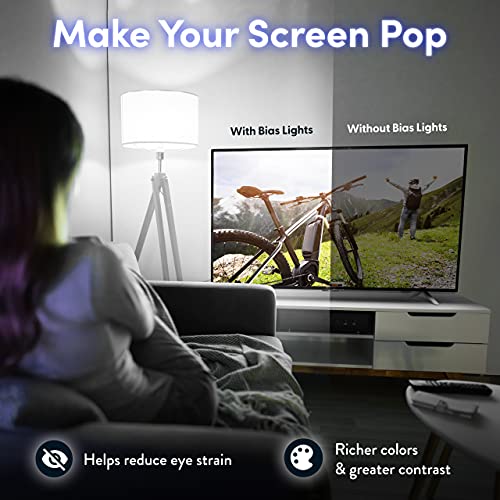 Luminoodle Bias Lighting, Backlight Kit for Monitors up to 24" - USB LED Light Strip - Computer Monitor Backlight - True White Adhesive Strip - White - Small (<24" TV) - size: White: Small (<24 in TV)