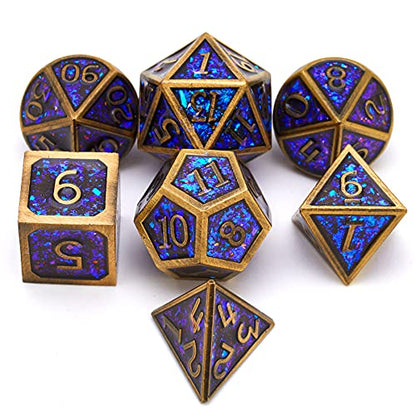 Metal dice Set D&D, Polyhedron DND Dungeons and Dragons Metal DND dice Set, Suitable for Pathfinder RPG Shadow Run Savage World and Other Role-Playing Game dice Sets - color: Glitter Bronze