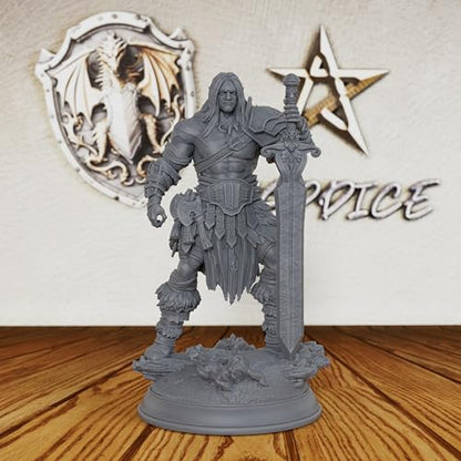 AUSPDICE 32mm DND Miniature Goliath Barbarian with Massive Sword, AS144 | Unpainted Fantasy Miniature for DND RPGs, Tabletop Skirmish and Army Building, Giant Warrior Figure for Game Masters