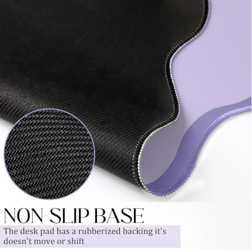 Hahafelt Scalloped Desk Mat Large Desk Pad Cute Coquette Table Mat Back to School Preppy Table Make up Pad Nonslip Graduation Gift with Stitching Waterproof Gaming(Purple,31.5 x 15.8 Inches) - color: Purple, size: 31.5 x 15.8 Inches