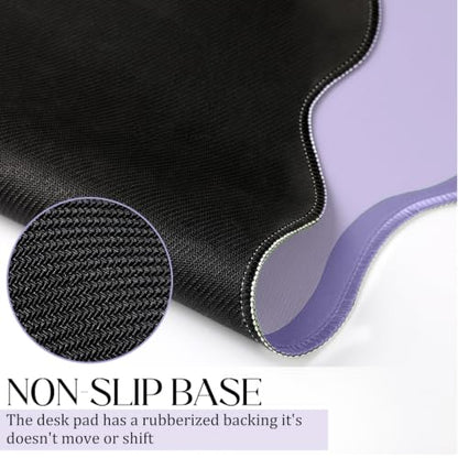 Hahafelt Scalloped Desk Mat Large Desk Pad Cute Coquette Table Mat Back to School Preppy Table Make up Pad Nonslip Graduation Gift with Stitching Waterproof Gaming(Purple,31.5 x 15.8 Inches) - color: Purple, size: 31.5 x 15.8 Inches