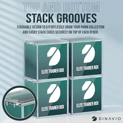 Dinavio Crafthouse Elite Trainer Box Acrylic Display Case Stackable 3 Pack - 8mm + 5mm Ultra Thick Acrylic with N52 Strong Magnets - ETB Case Protector - Compatible with Elite Trainer Boxes (3 Pack) - size: Elite Trainer Box Case (3 Pack)