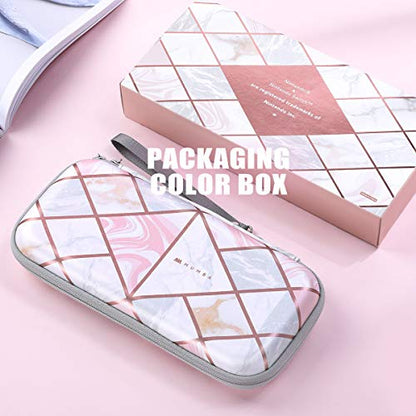 Mumba Carrying Case for for Nintendo Switch OLED & Nintendo Switch, Deluxe Ulta Slim Hard Shell Travel - holds 10 Game Cartridges -Pink Marble - color: Pink Marble