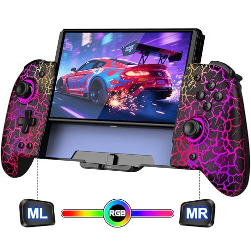 Spican Switch Controllers, Hall Effect Wireless Switch Controler for Handheld Mode, One-Piece Switch Remote with Battery/Turbo/Programmable for Switch Games - color: Crack, size: 6.2"/7"