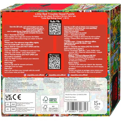 QUOKKA 1000 Piece Jigsaw Puzzle for Adults Red Riding Hood – Puzzles for Adults 1000 Pieces Premium Box Packaging - Extra Fun Hidden Secrets & Audio Story – Perfect Relaxation Creativity Gift - color: Red Hood