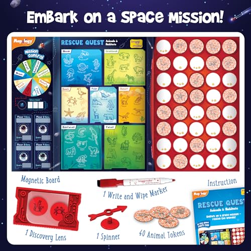 Imagimake Rescue Quest - Animals & Habitats, Educational Board Game | Screen-Free Family Fun, Travel Activity, Learn Wildlife & Habitats, Birthday Gift for Boys & Girls Ages 5,6,7,8,9,10 Year Old - style: Animals & Habitats