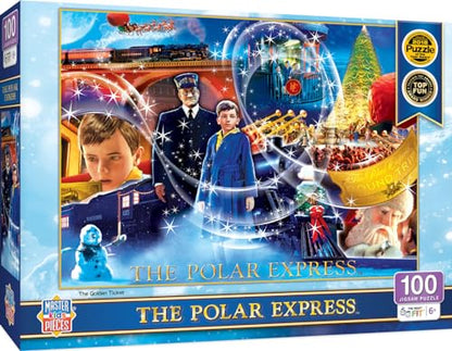 MasterPieces 100 Piece Christmas Jigsaw Puzzle for Kids - The Polar Express The Golden Ticket - 14"x19" - style: The Polar Express