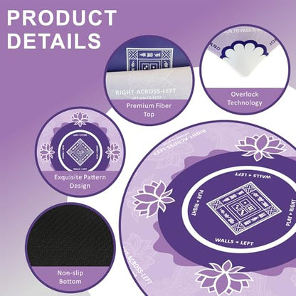 Mahjong Mat for Table,31.5 * 31.5in 3mm，Non-Slip, Silent. | Mahjong Mat with Rules with Storage Bag， Reduction Gaming Mat for Mahjong, Poker, Board Games, Dominoes (Purple) - color: Purple