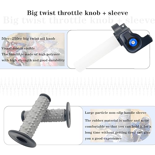 22mm 7/8" Throttle Twists Grip with Throttle Cable Upgraded Universal for Off-Road Motorcycle 250 Dirt Pit Motor Mini Bike YCF CRF70 TTR SSR KLX110 Thumpstar - color: Black