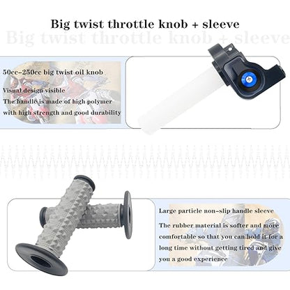 22mm 7/8" Throttle Twists Grip with Throttle Cable Upgraded Universal for Off-Road Motorcycle 250 Dirt Pit Motor Mini Bike YCF CRF70 TTR SSR KLX110 Thumpstar - color: Black