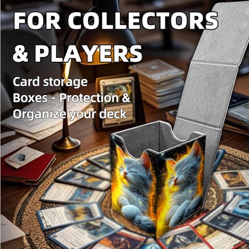 for MTG Deck Box, Trading Card Storage Case Holds 100+ Sleeved Cards, Celestial Kitten Magnetic Closure Durable Deck Holder for Magic The Gathering, TCG & Commander - color: Celestial Kitten