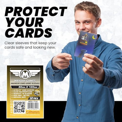 Mayday Games Dixit Premium Card Sleeves - 80x120mm 90 Micron Thick, 50 Per Pack, Oversized Clear Board Game Card Sleeves - MDG-7146