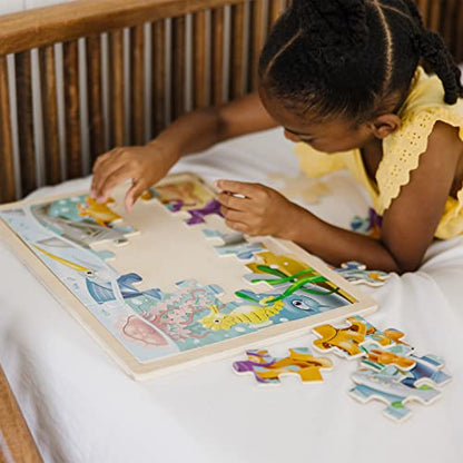 Melissa & Doug Under The Sea Ocean Animals Wooden Jigsaw Puzzle with Storage Tray (24 pcs) - style: Under the Sea Ocean Animals