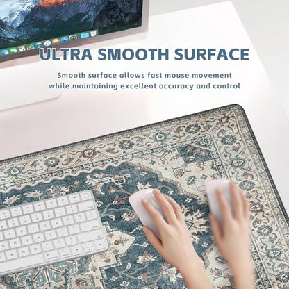 Baziabbo Desk Mat,XXL Extended Large Mouse Pad,Gaming Mousepad with Stitched Edge,Non-Slip Rubber Base Keyboard Desk Pad for Home Office Study Game (Neutral) - color: Neutral