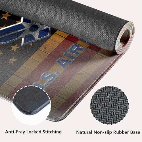 US Air Force Patriotic Large Mouse Pad, Wooden American Pride Flag Desk Mat | Keyboard Mat Stitched, 31.5" x 11.8", Military Soldier Fighter Jet Silhouette, Rustic Wood Grain, Man Cave Veteran Gift - color: Vibrant Design J11K