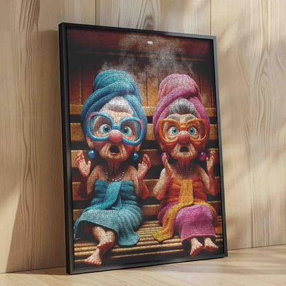 Old Woman Having a Sauna Jigsaw Puzzles 1000 Pieces for Adults Grandma Wear Bathrobe and Glasses Challenging Family Activity Games Intellectual Decompressing Fun Family GameEntertainment Toys - color: Old Woman-a17