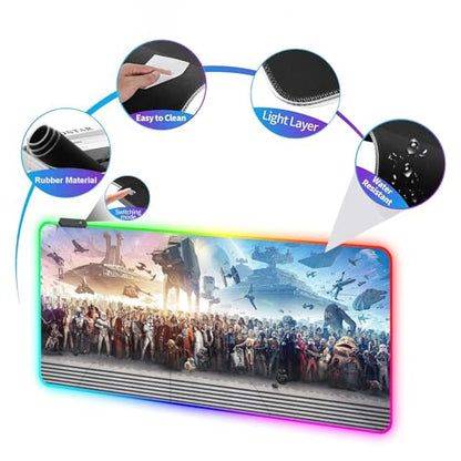 XXL Large Gaming RGB Mouse Pad The Chosen One Custom Desk Pad,Mousepad with Anti-Slip Rubber Base,Stitched Frame Mouse Mat,Portable Desk Mat for Computer Keyboard Mice Laptop & PC,31.5X15.7 Inch - color: Pattern(rgb1)