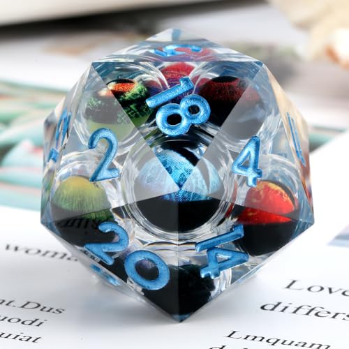 D20 Dice Set,DNDND 33mm 20 Sided Liquid Core Dragon Eyes Dice with Gorgeous Gift Box for Dungeons and Dragons (Colorful Eyeball) - color: 33mm Eyeball Colorful