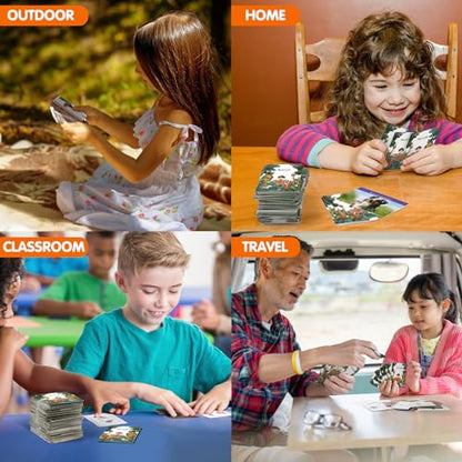 MEROCO Safari Animal Tracks Card Game, Farm Animal Flash Cards, Matching Game - Kids Science Learning Educational Toys for Homeschool, Preschool, Autism - 3 Years Old & Up - style: Triple Tracks Card Sets (70% Choose)