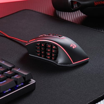 Redragon M990 Wired RGB MMO Gaming Mouse 32000 DPI Remapping Keys | Stable Lag-Free Connection, Redefine Keybinding Macro, Vibing Backlight, Ergonomic Grip Body Comfort - color: Black, style: Wired M990