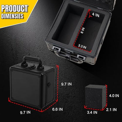 Graded Card Storage Box – Aluminum Alloy Trading Cards Case Holds 55+ Graded Cards, Sports Card Storage Box with Lock, Fits PSA, CSG, BGS (Small Black) - color: 2 Row-Black