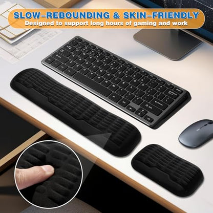 UnivoColors Ergonomic Mouse Wrist Rest,Latest 3.0 Wave Curve Design,High-Resilience Memory Foam Non-Slip Base,Reduces Wrist Fatigue,Ideal for Office Gaming & Long Hours of Use(Black) - color: Black, style: Mouse Wrist Pad