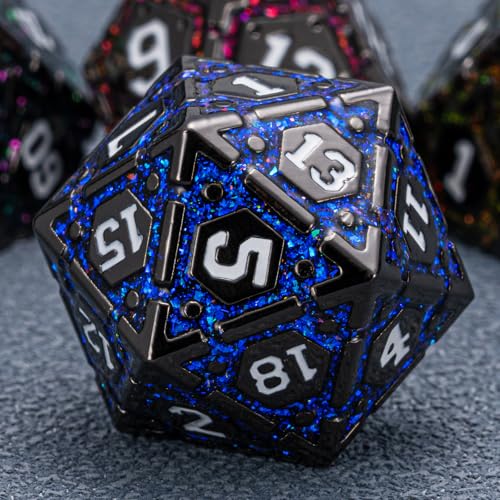DND Metal Dice Set, Polyhedral Dice Set for RPG D&D Dice with Cracks Dungeons and Dragons Dice Set for RPG TTRPG D&D Die with Gift Case(Black Nickel 7 Colors) - color: Black Nickel 7 Colors