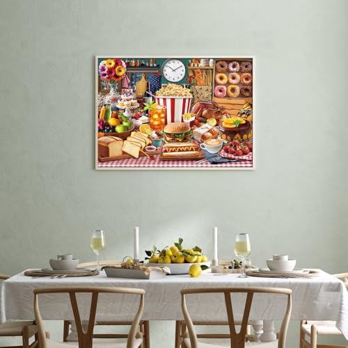 Food Feast Jigsaw Puzzles, Puzzles for Adults 1000 Pieces, Lumière's Banquet Impossible Challenging Puzzles Game, Interlock Perfectly No Dust, Gifts for Easter Father's Mother’s Day - color: Lumière's Banquet