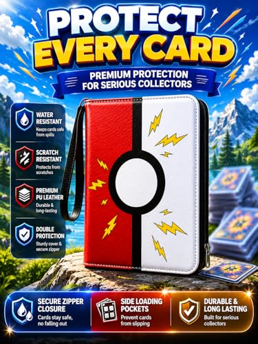 Collectible Trading Card Albums, 400 Card Holders with 50 Removable Sleeves, Portable 4 Pockets Collectible Trading Card Binder, PU Card Collection Binder for MTG, TCG, Sport Card, Game Cards - color: STRONG RED