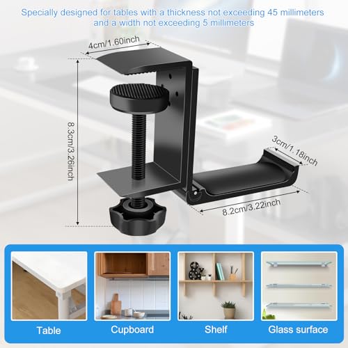 1PCS Headphone Stand Hanger Holder, Foldable Aluminum Desk Headphone, Universal Space Saving Headset Stand Multifunctional Under Desk Hanger for Home Office - size: Black 1PCS