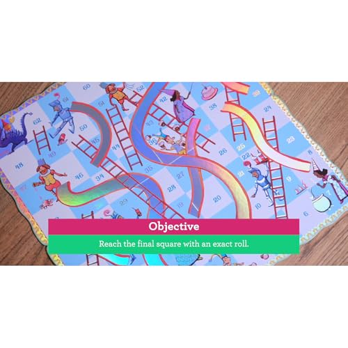 eeBoo Slips & Ladders Dragon Edition - Award Winning Classic Race Game with Holographic Foil, Screen-Free Fun for 2-4 Players, Kids Ages 5 and up - style: Slips and Ladders