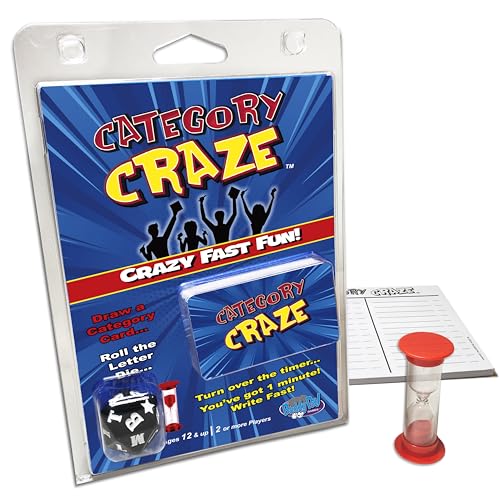 Category Craze - The Simple, Fast-paced, dice-Rolling, Category Card Game for Families or Parties! Ages 12 and up. 2 or More Players or Teams!