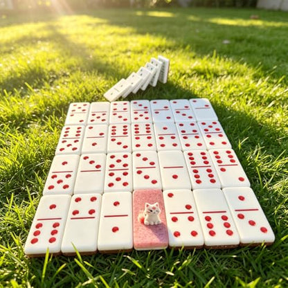 Premium Double 6 Dominoes Set 28 Tiles for Adults,Domino Board Games with Case for for Birthdays, Holidays and Special Occasions (Dominoes-Pink-Fox) - style: Dominoes-Pink-Fox