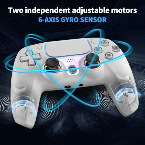 NBCP W1 Wireless Controller for PS5/Pro/Slim,Hall Effect Gamepad | Back Paddles & Macro,Bluetooth 5.0,6-Axis Gyro, Dual Vibration,Turbo,1000mAh, RGB Ring,3.5mm Jack,Speaker,for PS5 Pro/Slim/PC - color: White-PS5 Wireless