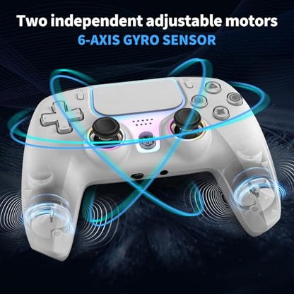 NBCP W1 Wireless Controller for PS5/Pro/Slim,Hall Effect Gamepad | Back Paddles & Macro,Bluetooth 5.0,6-Axis Gyro, Dual Vibration,Turbo,1000mAh, RGB Ring,3.5mm Jack,Speaker,for PS5 Pro/Slim/PC - color: White-PS5 Wireless