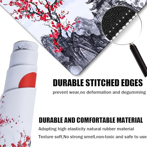 Gaming Mouse Pad Ink Pattern, 31.5x15.7 Inch Waterproof Computer Big Mousepad Non-Slip Mouse Mat Rubber Base and Stitched Edges for Game Players, Office, Study, Esports Pros, Home - color: Ink