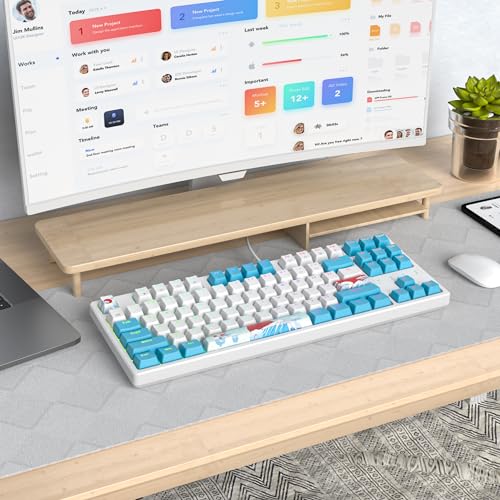 75% Mechanical Gaming Keyboard with Red Switch, RGB LED Backlit Keyboard White and Blue, 87 Keys Compact TKL Wired Computer Keyboard for Windows Laptop PC Gamer (87 Sea) - color: 87 Sea/Red Switch