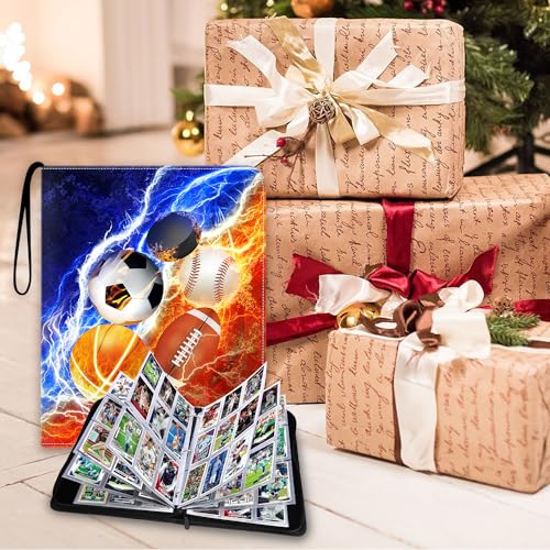 Sports Card Binder 9 Pocket Fits 900 Cards, Trading Card Binder Album Display Holder with 50 Removable Sleeves for Hockey, Basketball, Baseball, Football, Yugioh, MTG, Games Trading Cards | 9-Pocket Structure With 50 Removable Sleeves, Stores 900 Cards, S
