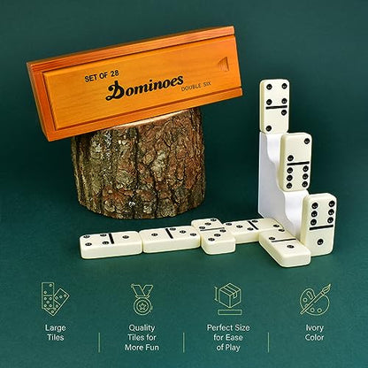 Queensell Jumbo Dominoes Set for Adults and Kids – Domino Set for Classic Board Games – Jumbo Dominoes Double 6 for Travel Games – Dominos Set for Adults 28 Tiles - style: Jumbo