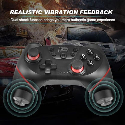 ASTARRY Switch Controller Wireless Switch Pro Controller Compatible with Switch/Switch Lite/Switch OLED Programmable Remote Gamepad Joystick with Wake-up and Turbo (Red) - color: Red