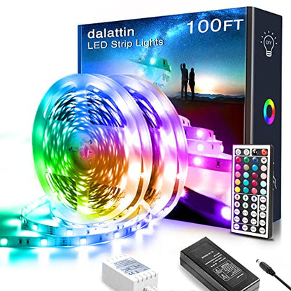 dalattin 100ft Led Lights for Bedroom Led Strip Lights Color Changing Lights with 44 Keys Remote,2 Rolls of 50ft - size: 100 ft