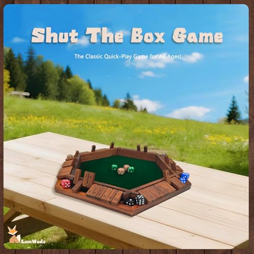 Shut The Box Game 나무 보드 게임, 1-6명의 플레이어용, 주사위 16개, 가정, 교실 또는 파티에서 성인 및 아동용 주사위 게임 - style: 6인용